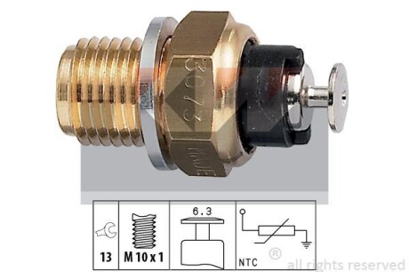 Датчик температуры воды, 2.4D (черный) 0-125C Kw 530 073