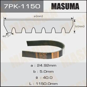 Ремень поликлиновой MASUMA 7PK1150