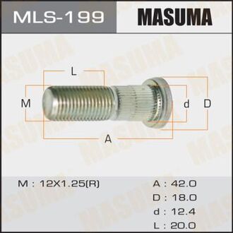 БОЛТЫ Шпилька OEM_09119-12012 Suzuki 12х1,25х42 мм d12  MASUMA MLS-199