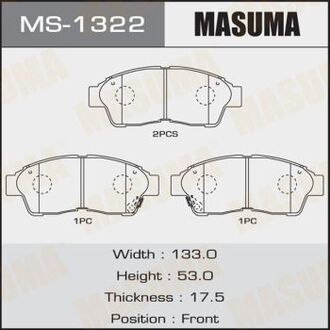 Колодка тормозная передняя Toyota Camry (-00), RAV 4 (-00) MASUMA MS1322