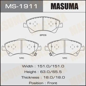 КОЛОДКИ C12123 COROLLA, AVENSIS, AURIS ADE150L front MASUMA MS-1911