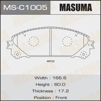 КОЛОДКИ Колодки тормозные дисковые TOYOTA HIGHLANDER ASU40, GSU45 front (1 10) MASUMA MSC-1005