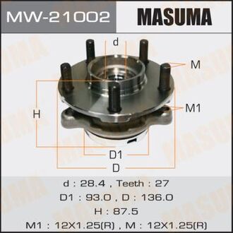 Ступичный узел front FUGA/ Y50 (with ABS) MASUMA MW21002 (фото 1)