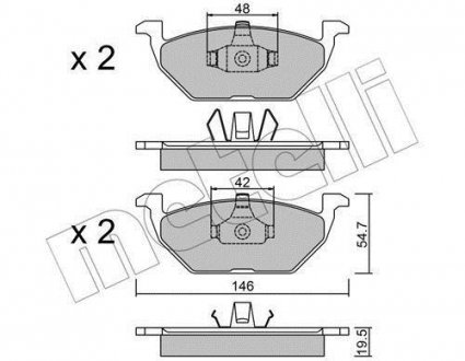 Гальмівні колодки, дискове гальмо (набір) Metelli 2202111