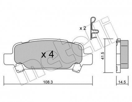 Гальмівні колодки дискові SUBARU FORESTER 97-02 TYL,IT Metelli 2204140