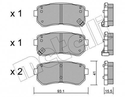 Гальмівні колодки, дискове гальмо (набір) Metelli 2207250