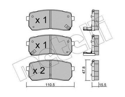 Гальмівні колодки, дискове гальмо (набір) Metelli 2207860