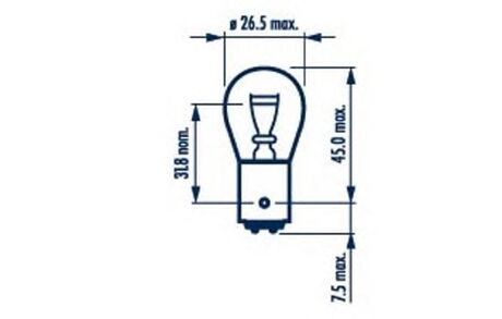 Лампа двухконтактная стопов, поворотов/габаритов 12V P21/5W BAY15d NARVA 17916