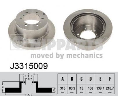 Тормозной диск задний mitsubishi p.s. NIPPARTS J3315009