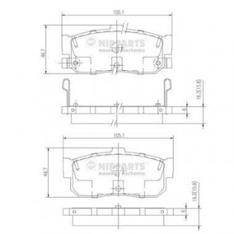 Гальмівні колодки, дискове гальмо (набір) NIPPARTS J3611034