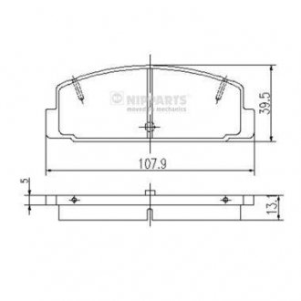 Колодки тормозные задние дисковые 107.8x39.4x13.7 Mazda 6 626 GH, GG, GY. 323F, 323S, Atenza, RX-7 1 NIPPARTS J3613002