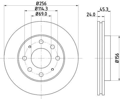 Диск тормозной передний Mitsubishi Galant V, VI 1.8, 2.0 (96-) Nisshinbo ND3011K (фото 1)