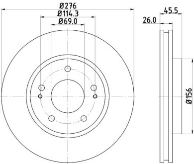 Диск тормозной передний Mitsubishi Lancer 1.6, 2.0, 2.4 (03-) Nisshinbo ND3030K