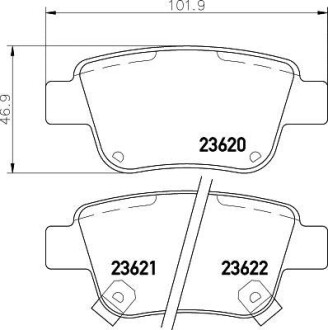 Колодки тормозные дисковые задние Toyota Avensis, Corolla 1.6, 1.8, 2.0 (03-08) Nisshinbo NP1031