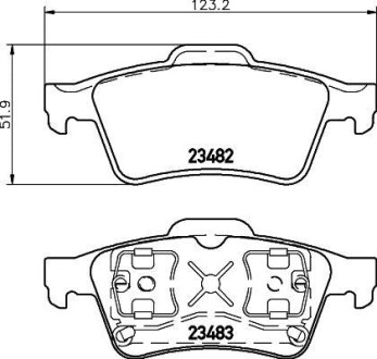 Колодки тормозные дисковые задние Renault Laguna II, Megane II 1.6, 1.8, 1.9, 2.0 (01-09) Nisshinbo NP2072