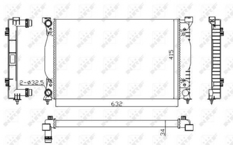 Радіатор двигуна AUDI A4, A6 SEAT EXEO, EXEO ST 1.6-2.0D 11.00- NRF 50539A