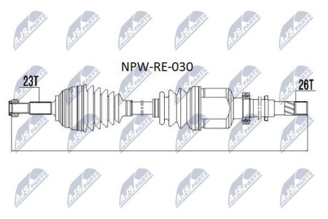 Піввісь права Renault Kangoo II, Renault Megane II 1.5 dCi 02- Nty NPW-RE-030