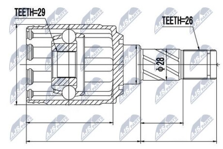 ШРКШ зовн. задн. 29X55.5X36 FORD KUGA CBV 08-12 Nty NPW-VV-007 (фото 1)