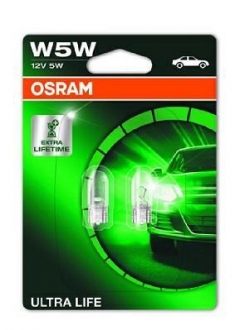 Лампа накаливания W5W 12V 5W W2,1x9,5d Ultra Life (компл.) OSRAM 2825ULT-02B