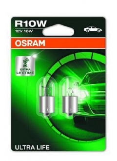 Лампа вспомогат. освещения r10w 12v 10w ba15s ultra life (blister 2шт) OSRAM 5008ULT-02B