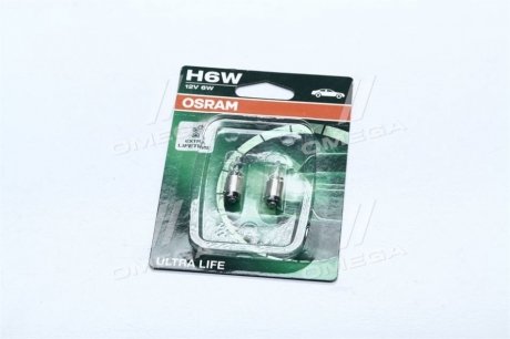 Лампа вспомогат. освещения H6W 12V 6W BAX9s Ultra Life (Blister 2шт) OSRAM 64132ULT-02B