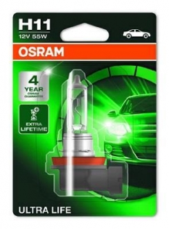 Лампа фарная h11 12v 55w pgj19-2 ultra life (blister 1шт) OSRAM 64211ULT-01B