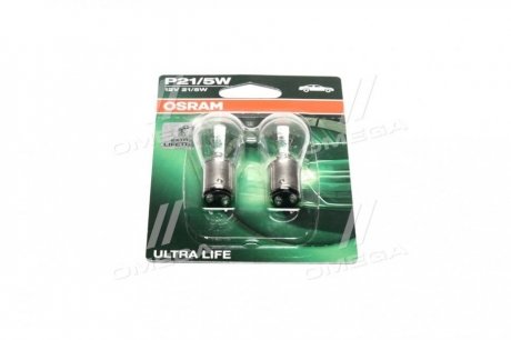 Лампа накаливания p21/5w12v 21/5w bay15d ultra life (blister 2шт) OSRAM 7528ULT-02B