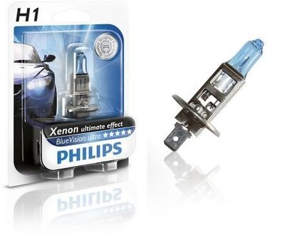 Лампа H1 12V 55W P14.5S BlueVision 4200K (блістер) PHILIPS 12258 BVU B1 (фото 1)