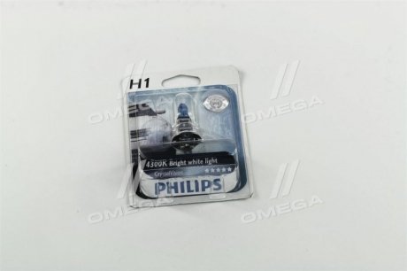 Лампа накаливания h1 12v 55w p14,5s cristal vision 1шт blister 4300k PHILIPS 12258CVB1