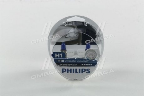 Лампа накаливания h1 12v 55w p14,5s diamond vision 5000k PHILIPS 12258DVS2