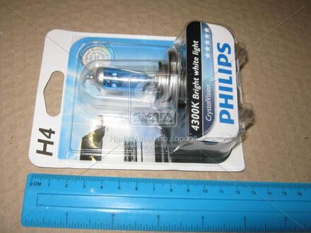 Лампа накаливания h4 12v 60/55w p43t-38 cristal vision 1шт blister 4300k PHILIPS 12342CVB1