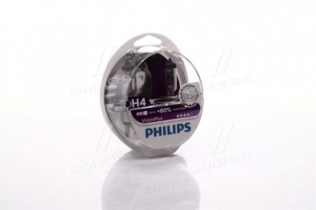 Лампа накаливания h4visionplus12v 60/55w p43t-38 PHILIPS 12342VPS2