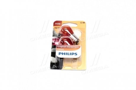 Лампа накаливания py21w 12v 21w bau15s 2шт blister PHILIPS 12496NAB2 (фото 1)