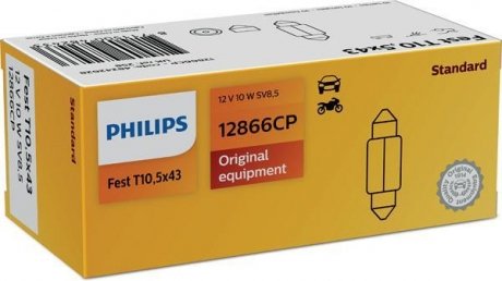 ЛАМПОЧКА ГАБАРИТНОГО СВЕТА 12V/10W SV8.5-8 PHILIPS 12866CP