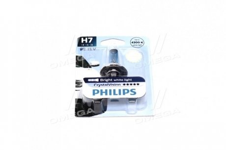 Лампа накаливания h7 12v 55w px26d cristal vision 1шт blister 4300k PHILIPS 12972CVB1