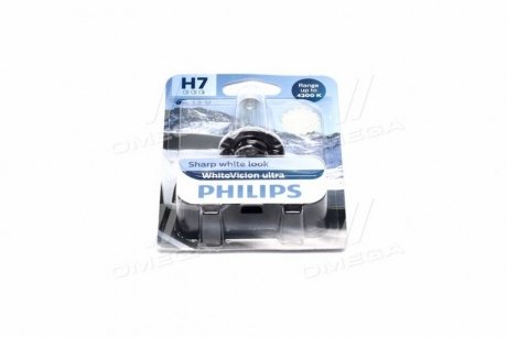 Лампа накаливания h7 12v 55w px26d h7 whitevision ultra +60 (4200k) (1шт) PHILIPS 12972WVUB1