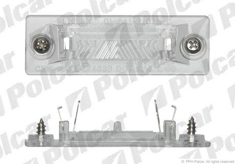 Ліхтар підсвічування номерного знаку зад. VW T5 03-08/Caddy 04-08/Passat 01-05/Touran03-08/Skoda Super B 02-08 Polcar 9549956E