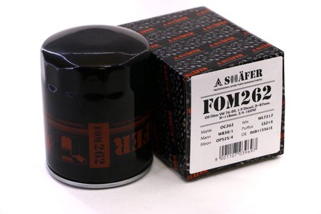 Фильтр масляный VW 76-00, 1.9 Diesel, D=87mm, H=118mm, 3/4-16UNF SHAFER FOM262