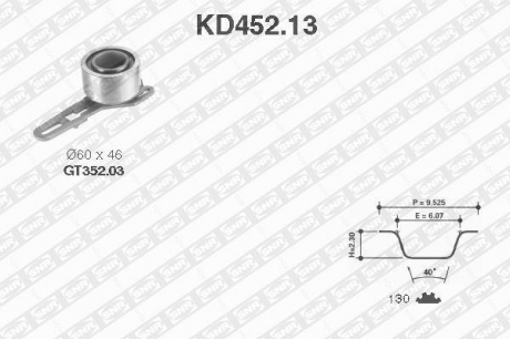 К-кт паска ГРМ Ford Transit 2.5D 84-91 /130 x 1/ SNR NTN KD452.13