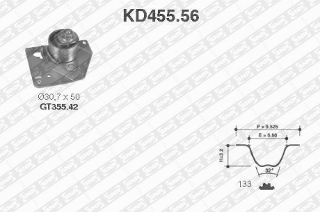 Комплект ремня грм renault (ntn-snr) SNR NTN KD455.56