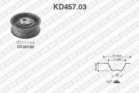 Комплект ремня ГРМ с роликами SNR NTN KD457.03