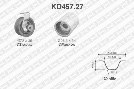 Комплект ременя грм SNR NTN KD457.27