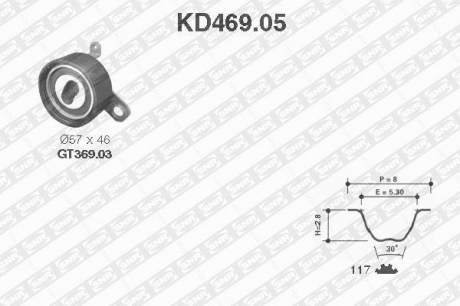 Ремонтний комплект для заміни паса газорозподільчого механізму SNR NTN KD469.05