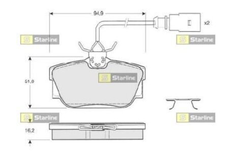 Колодки тормозные дисковые, к-кт. STARLINE BD S207