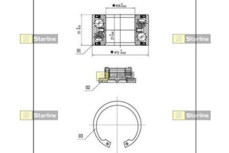 Подшипник ступицы колеса, к-кт. STARLINE LO 03530