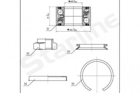 Подшипник ступицы колеса, к-кт. STARLINE LO 03556