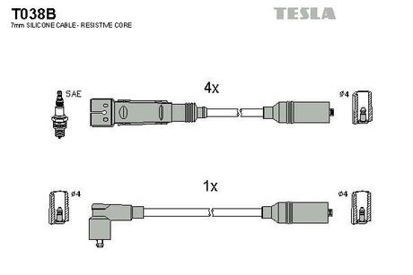 Дроти запалення, набір TESLA T038B