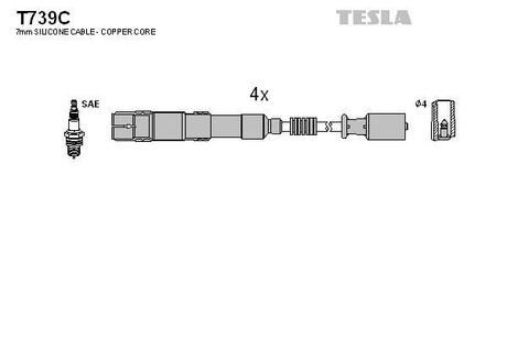 Дроти запалення, набір TESLA T739C (фото 1)
