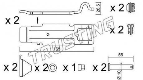 Монтажний комплект для колодок гальмівних TRUSTING KIT.016