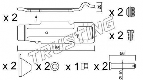 Монтажний комплект для колодок гальмівних TRUSTING KIT.017